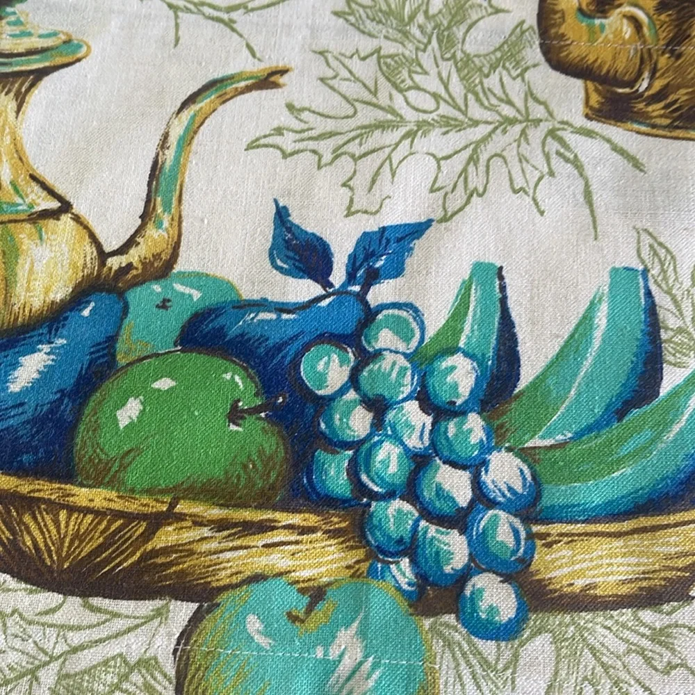 Vintage Window Valance Fruit and Bird and Leaf Motif/ 43x11 in/ Handmade